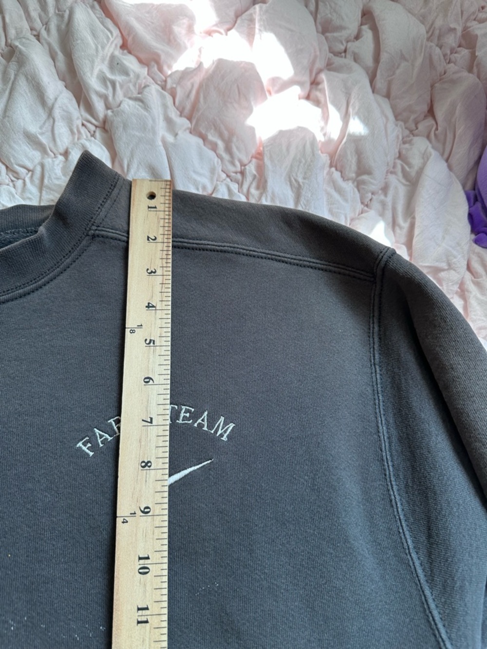 Vintage Nike Sweatshirt Dark Brown Farm Team Swoosh Men’s L White Tag Faded - Picture 6 of 7